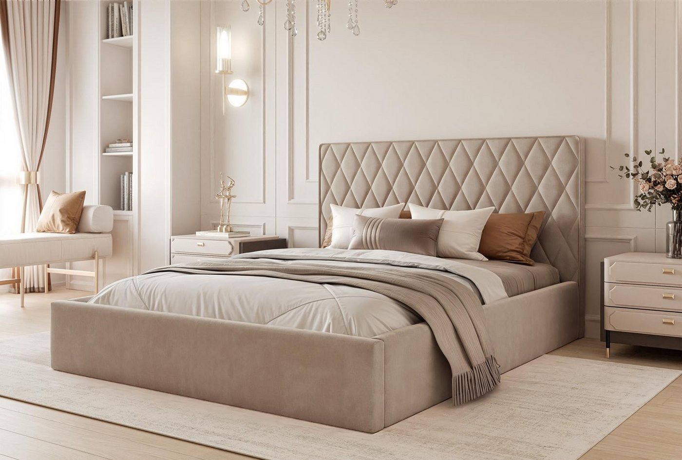 Compleo Polsterbett Designerbett, Luxusbett mit Bettkasten, Elegant und Modern Compleo Polsterbett Designerbett, Luxusbett mit Bettkasten, Elegant und Modern von Compleo