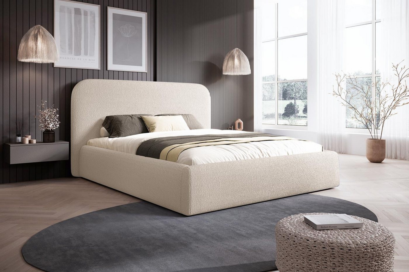 Compleo Polsterbett Doppelbett, Bett mit Kopfteil, minimalistisches Bett, Schlafzimmermöbel von Compleo