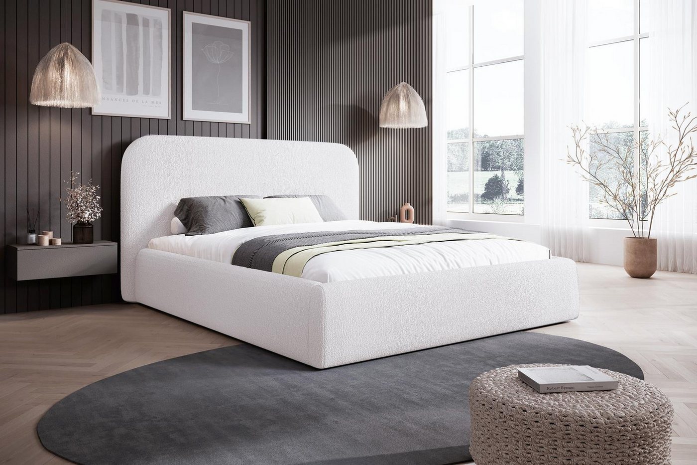 Compleo Polsterbett Doppelbett, Bett mit Kopfteil, minimalistisches Bett, Schlafzimmermöbel von Compleo
