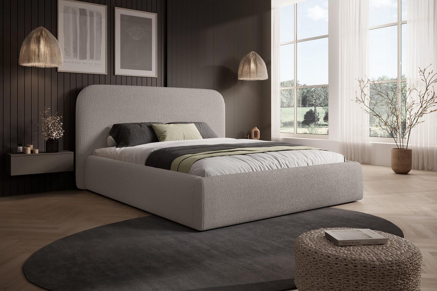 Compleo Polsterbett Doppelbett, Bett mit Kopfteil, minimalistisches Bett, Schlafzimmermöbel Compleo Polsterbett Doppelbett, Bett mit Kopfteil, minimalistisches Bett, Schlafzimmermöbel von Compleo