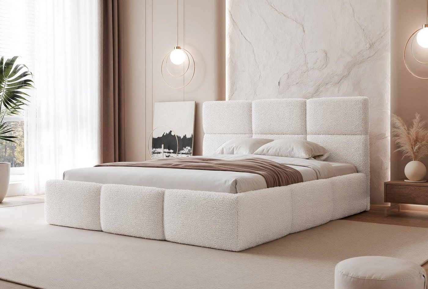 Compleo Polsterbett Elegant, Designbett, Luxus-Bett mit Lattenrost Bouclé CANDE von Compleo