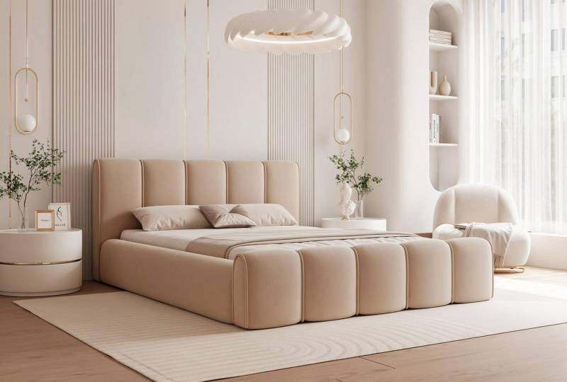 Compleo Polsterbett HERME Gepolstertes Kopfteil, Bubble Design, Designerbett von Compleo
