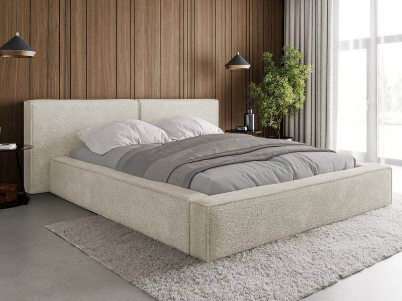 Compleo Polsterbett boucle mit Bettkasten und Lattenrost, Designerbett HEVE von Compleo