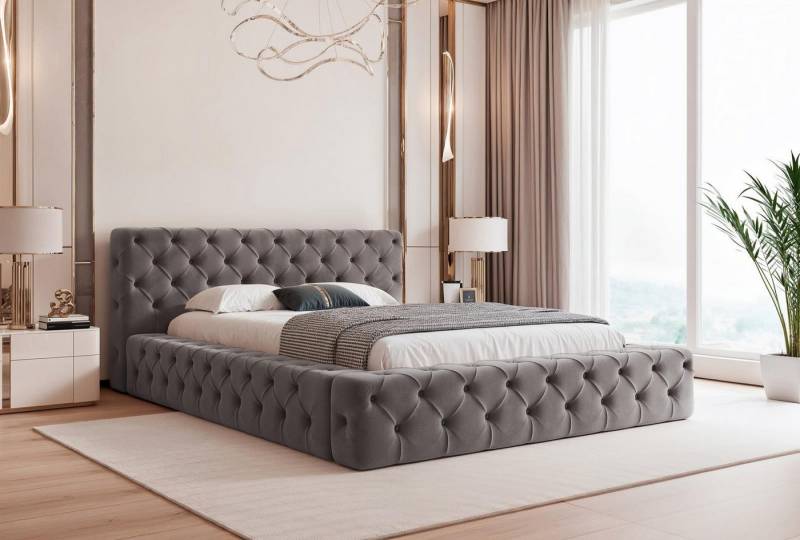 Compleo Polsterbett mit Steppung, Elegant design, Samtbezug 120/140/160/180/200, Chesterfield von Compleo