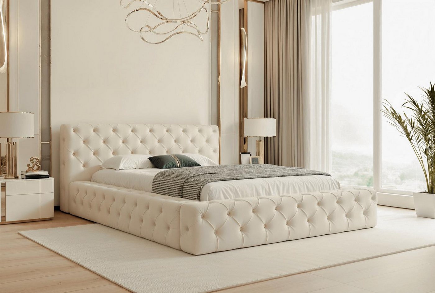 Compleo Polsterbett mit Steppung, Elegant design, Samtbezug 120/140/160/180/200, Chesterfield Compleo Polsterbett mit Steppung, Elegant design, Samtbezug 120/140/160/180/200, Chesterfield von Compleo