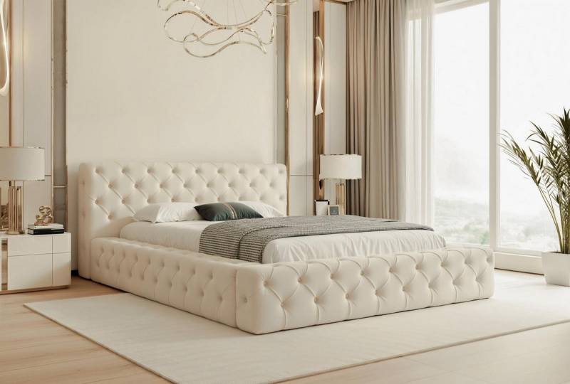 Compleo Polsterbett mit Steppung, Elegant design, Samtbezug 120/140/160/180/200, Chesterfield von Compleo