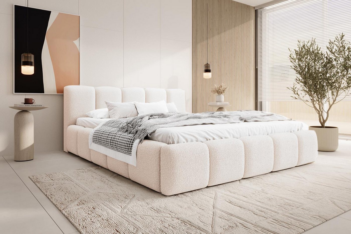 Compleo Polsterbett mit niedriges Kopfteil, Design Bett Abgerundet mit dicker Polsterung Compleo Polsterbett mit niedriges Kopfteil, Design Bett Abgerundet mit dicker Polsterung von Compleo