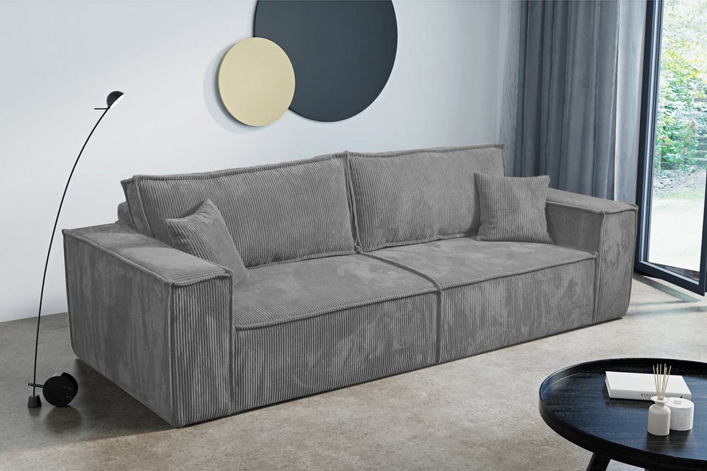 Compleo Schlafsofa MONA mit Bettkasten und Bettfunktion, Cordstoff, 3-Sitzer Sofa, Breite: 255 cm von Compleo