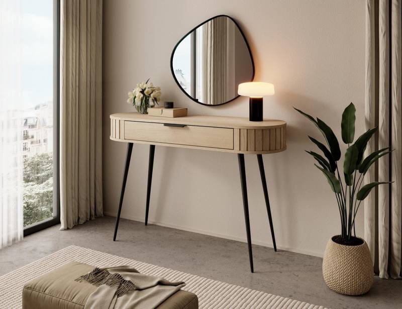 Compleo Schminktisch mit Schublade KAMA eiche cremona, Japandi Design, Konsolentisch Compleo Schminktisch mit Schublade KAMA eiche cremona, Japandi Design, Konsolentisch von Compleo