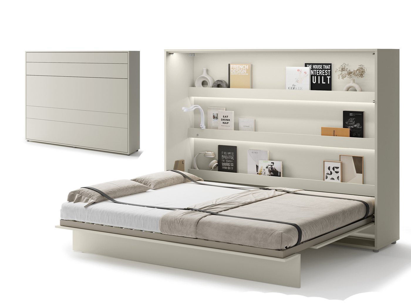 Compleo Schrankbett Horizontal Wandklappbett Lenart Bed Concept Schrankklappbett (mit LED) von Compleo