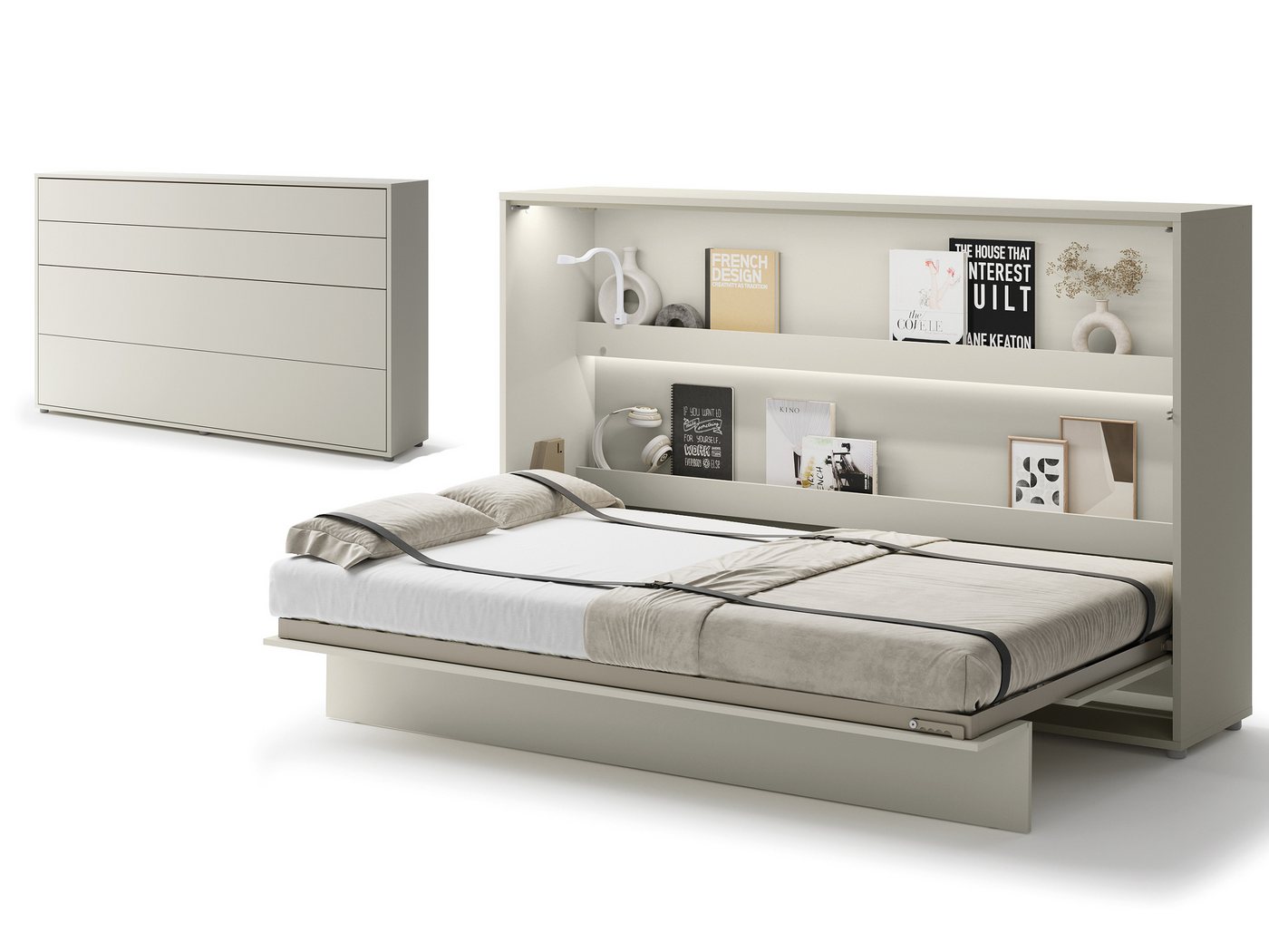 Compleo Schrankbett Horizontal Wandklappbett Lenart Bed Concept Schrankklappbett (mit LED) von Compleo