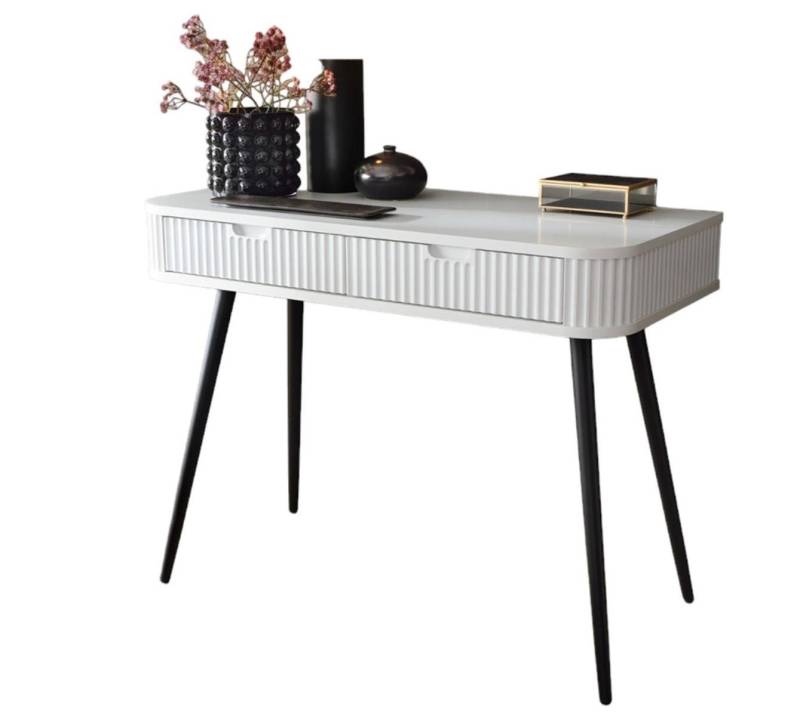 Compleo Schreibtisch mit 2 Schubladen CARLO, Elegante Schminktisch, Lamellen, Breite:103 cm von Compleo