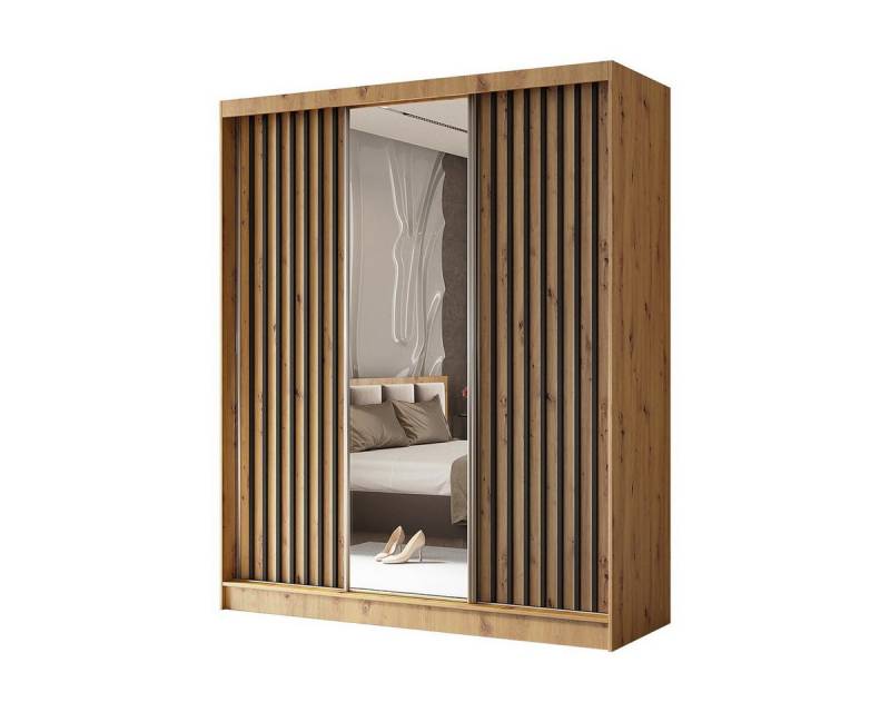 Compleo Schwebetürenschrank Geräumiger Kleiderschrank für das Schlafzimmer VENTURA mit Lamellen, Breite: 180 cm von Compleo