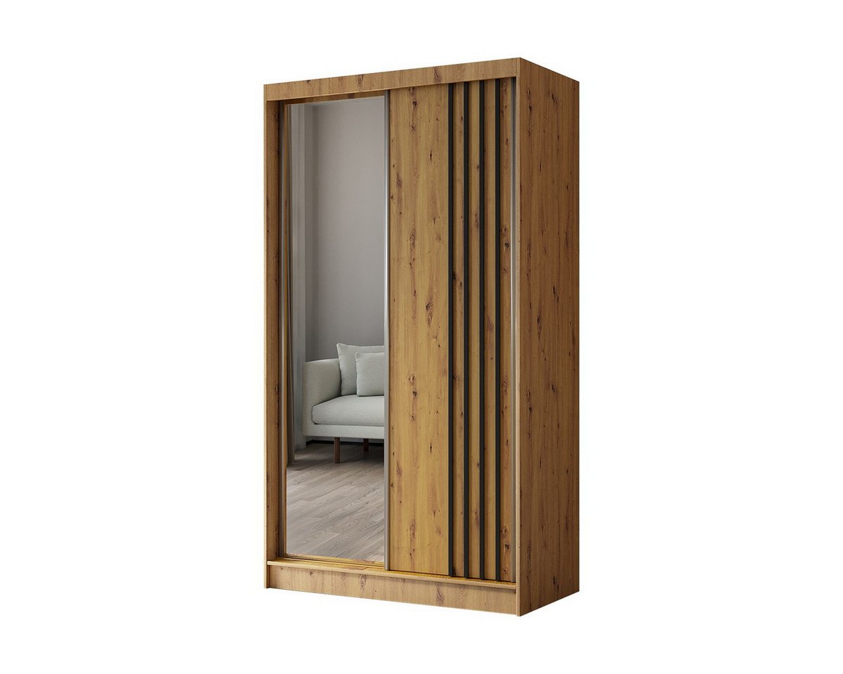 Compleo Schwebetürenschrank mit Lamelle MALTA, minimalistisches Design, Breite: 160 cm Schwebetürensystem - Laguna von Compleo