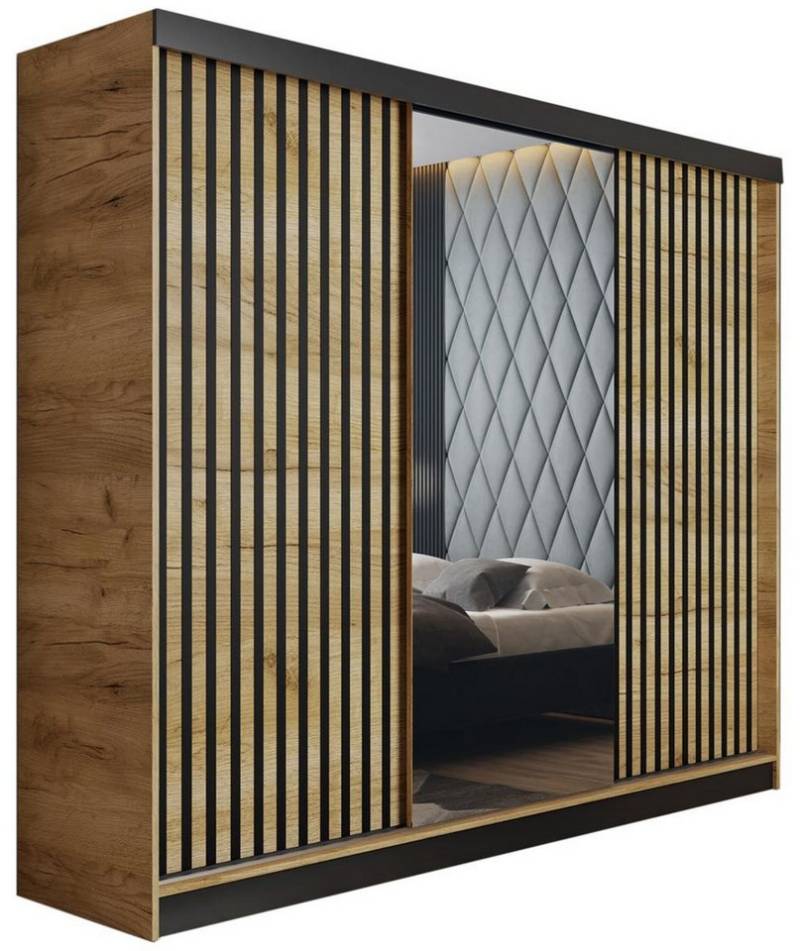 Compleo Schwebetürenschrank mit Spiegel, Breite: 200 cm, Modern design, Lamellen Modern Wohnzimmer von Compleo