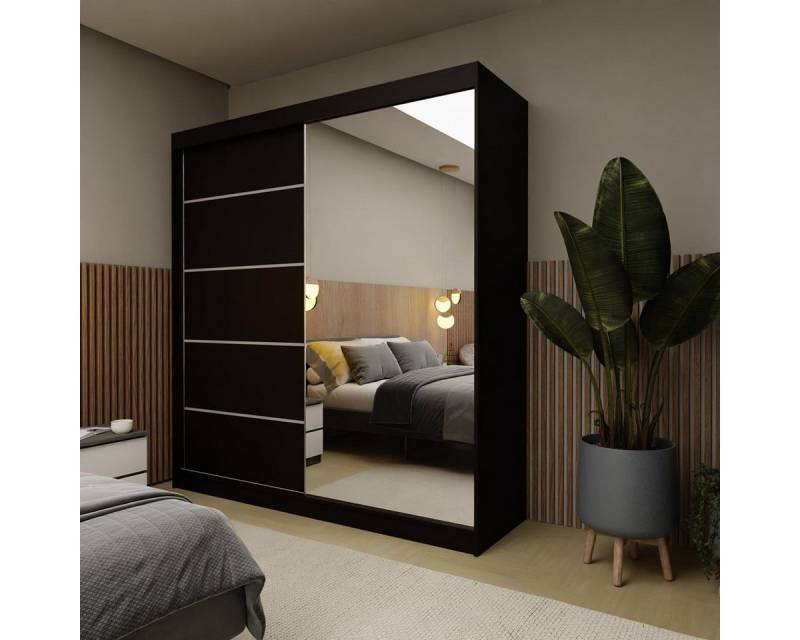Compleo Schwebetürenschrank modern 200 cm breit NAPOS, Modern Garderobe mit Spiegel von Compleo