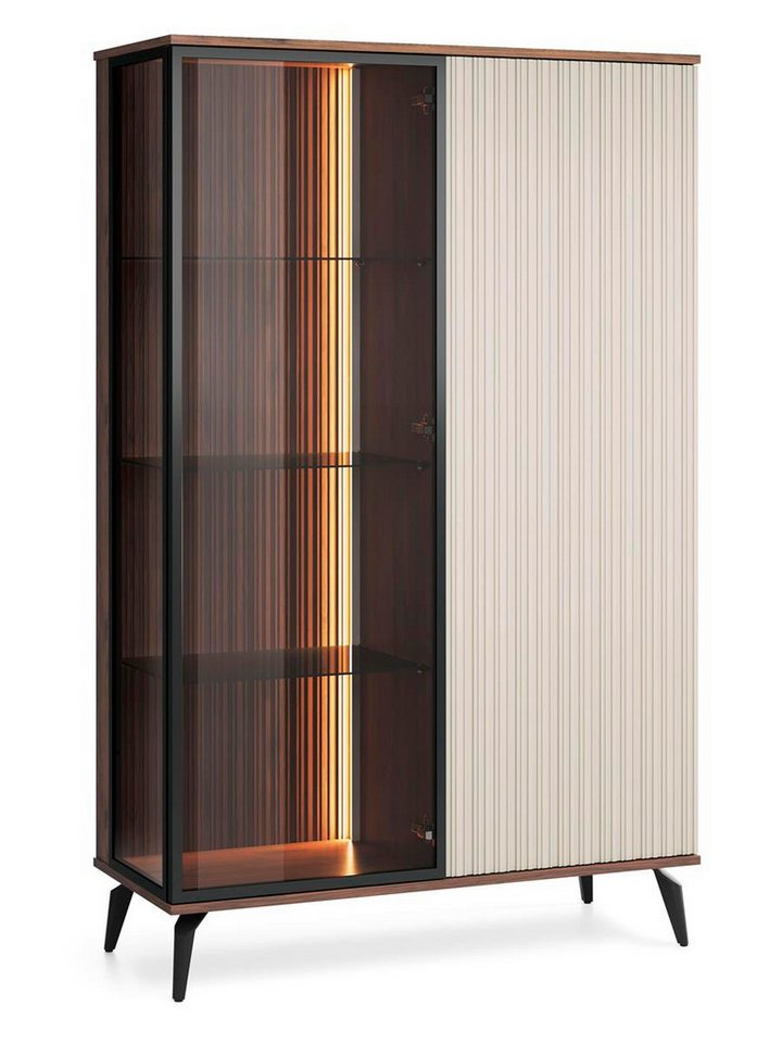 Compleo Standvitrine Vitrine moderne Vitrine mit Lamellen VIVIN von Compleo
