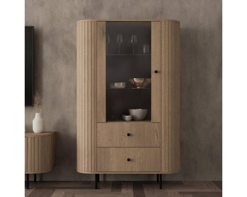 Compleo Standvitrine mit 2 Schubladen und Türen OVI, Elegant design TOPSELLER Eiche cremona oder Beige Compleo Standvitrine mit 2 Schubladen und Türen OVI, Elegant design TOPSELLER Eiche cremona oder Beige von Compleo