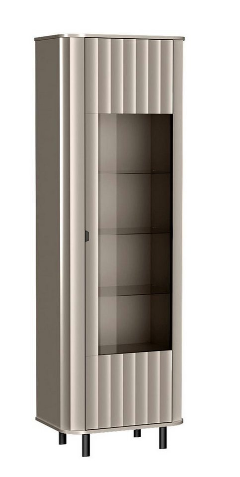 Compleo Standvitrine mit 3 Glasböden, Modern Design, gerillte Front STYLS von Compleo