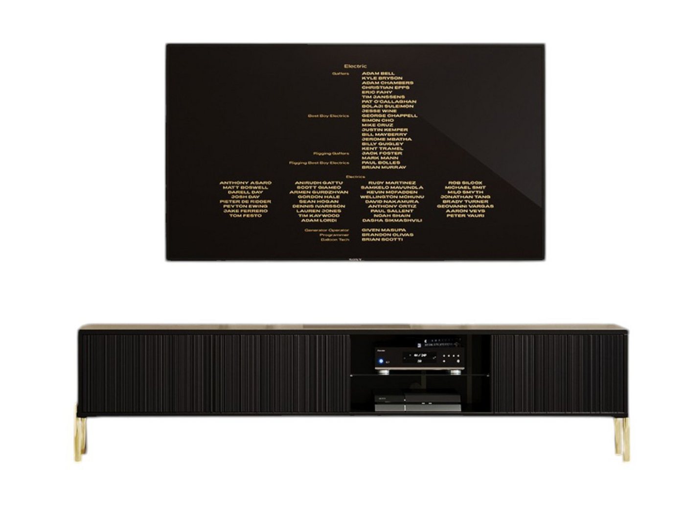 Compleo TV-Schrank Exklusives TV-Möbel mit geriffelter Front BELLOS von Compleo