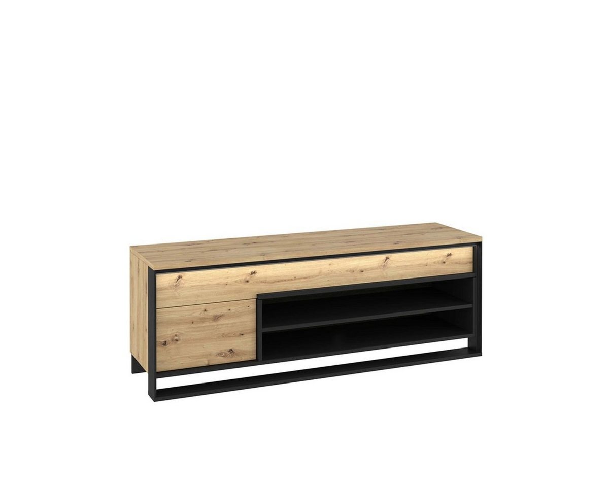 Compleo TV-Schrank LIMA, Loft Stil Lowboard mit Schubladen und LED-Beleuchtung Fernsehtisch von Compleo