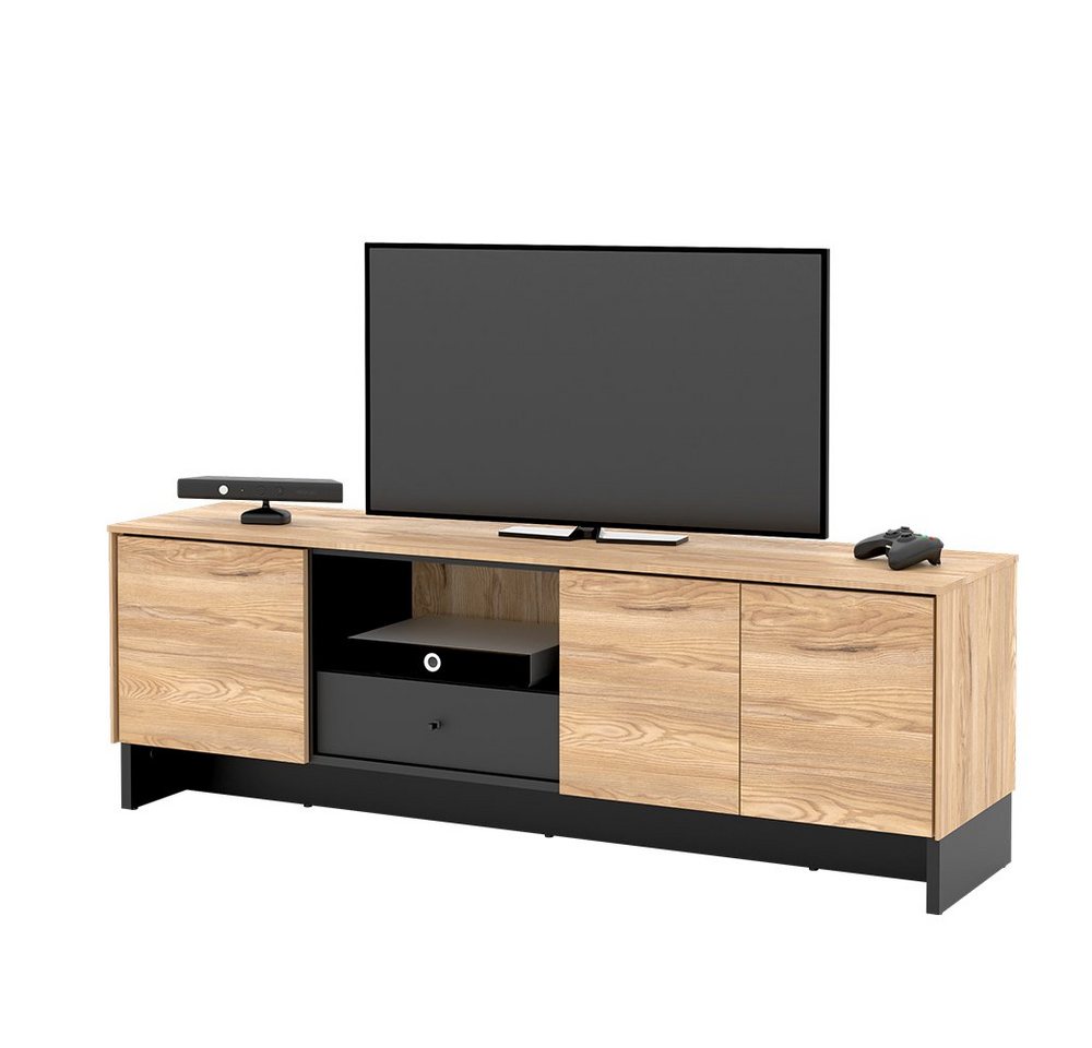 Compleo TV-Schrank PORTO, TV Tisch, Modern Wohnzimmer, Breite: 163 cm, Farbe: eiche von Compleo