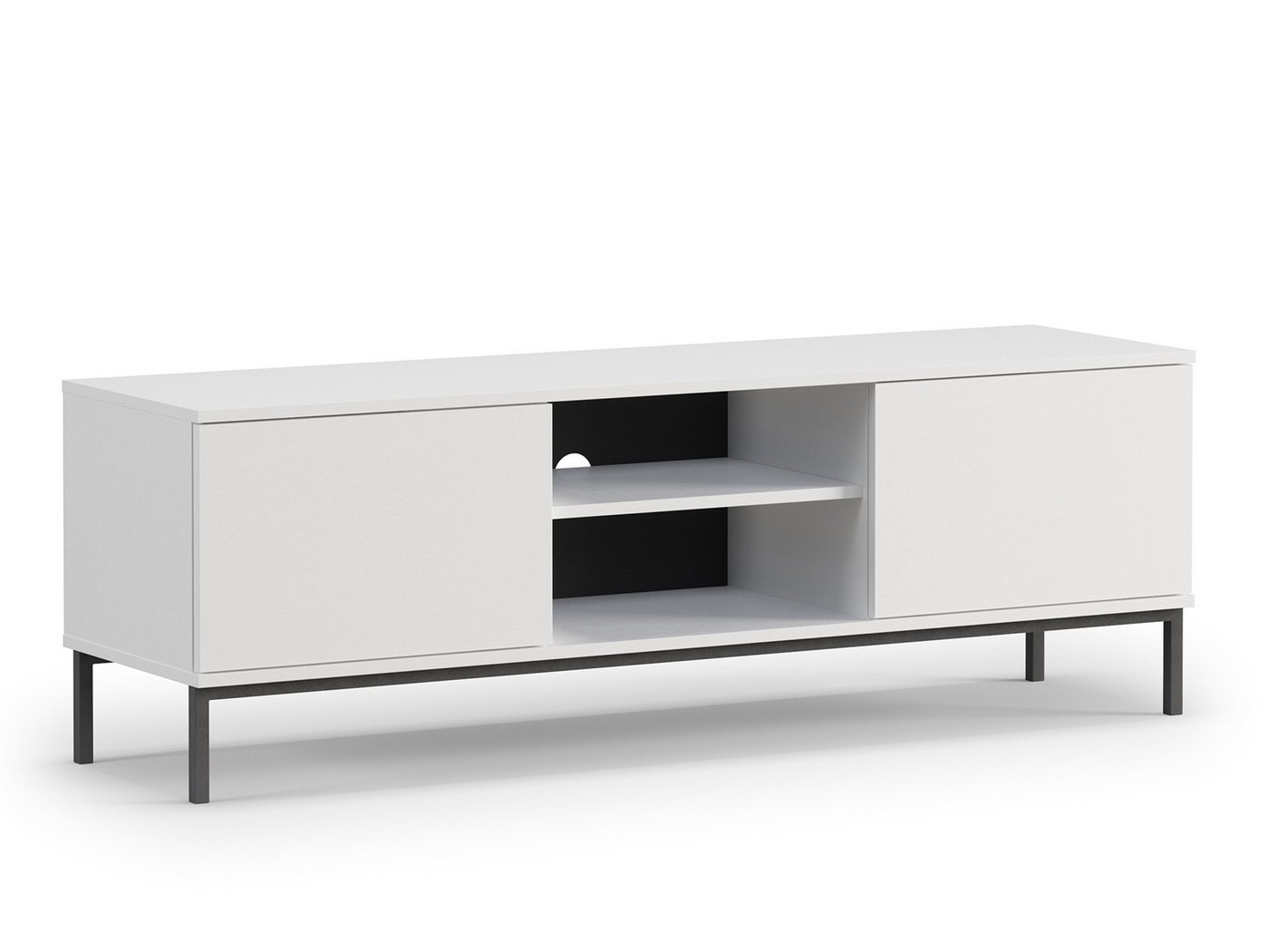 Compleo TV-Schrank Weiß /Schwarz /Eiche Hikora, Breite: 150 cm, MENS zweitürig von Compleo