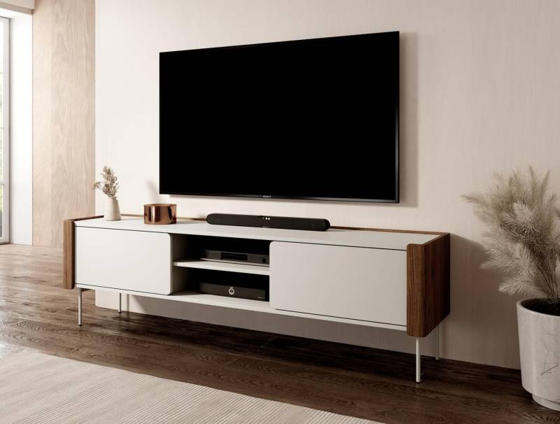 Compleo TV-Schrank mit 2 Türen, TV-Tisch Kaschmir/Nussbaum Warmia SUZ Soft-Close-Funktion von Compleo