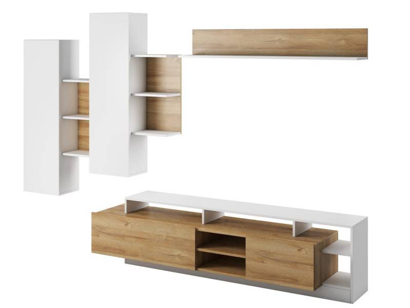 Compleo Wohnwand (TV-Lowboard, 2x Schrank hängend, Hängendes Regal) MONIAS, Praktisch und Zeitlos von Compleo