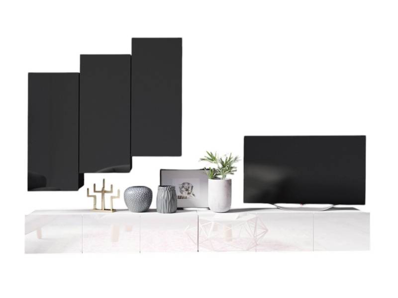 Compleo Wohnwand CALABRO,(5er-Set, 2x TV-Lowboard, 3x Hängeschrank), zeitloses Design von Compleo