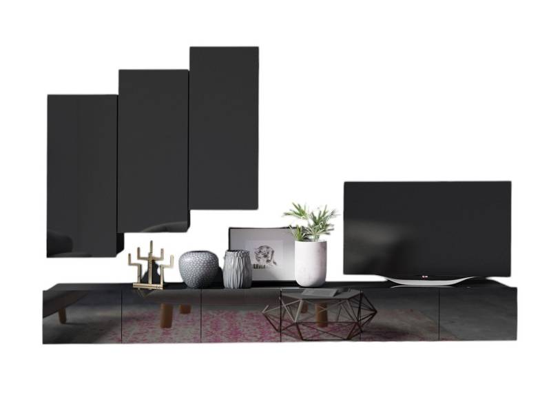 Compleo Wohnwand CALABRO,(5er-Set, 2x TV-Lowboard, 3x Hängeschrank), zeitloses Design von Compleo