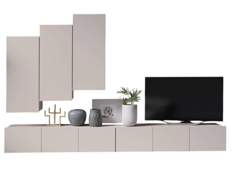 Compleo Wohnwand CALABRO,(5er-Set, 2x TV-Lowboard, 3x Hängeschrank), zeitloses Design von Compleo