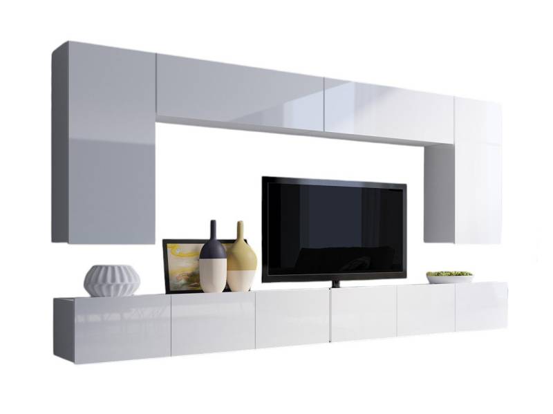 Compleo Wohnwand CALABRO Modern und elegant design, 6er-Set, 2x TV-Lowboard, 2x Wandregal, 2x Hängekommode von Compleo