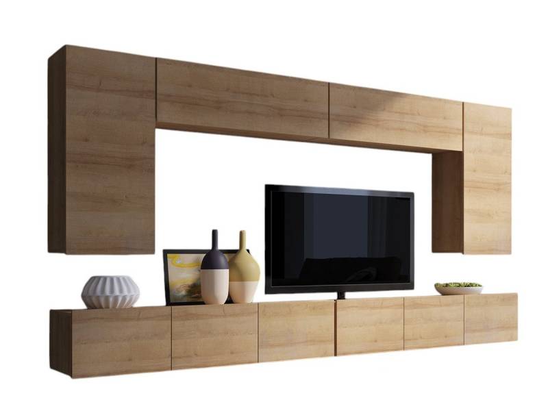Compleo Wohnwand CALABRO Modern und elegant design, 6er-Set, 2x TV-Lowboard, 2x Wandregal, 2x Hängekommode von Compleo