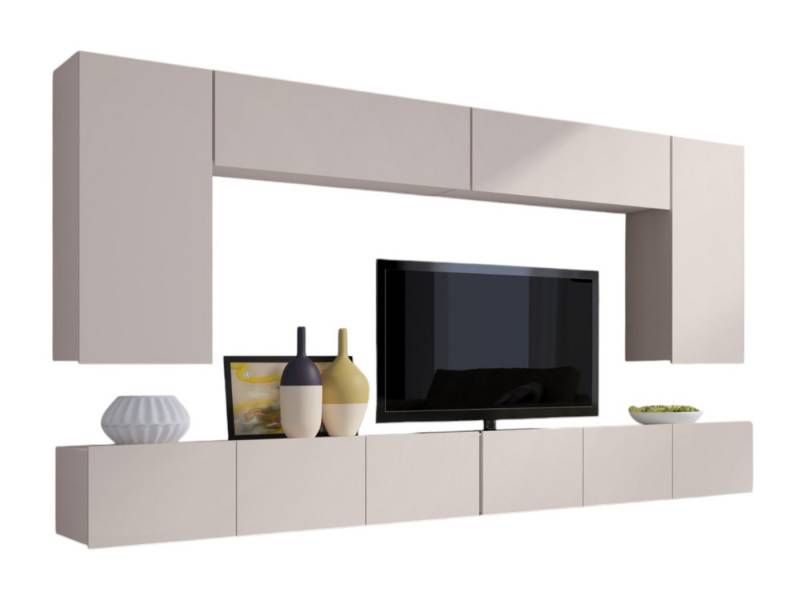 Compleo Wohnwand CALABRO Modern und elegant design, 6er-Set, 2x TV-Lowboard, 2x Wandregal, 2x Hängekommode von Compleo