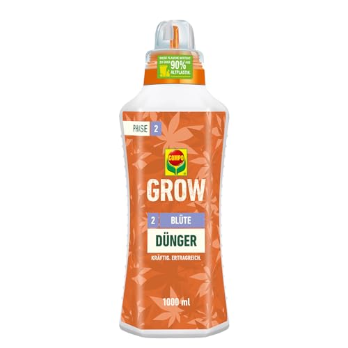 COMPO GROW Blüte Dünger für Spezialkulturen - Dünger für Indoor & Outdoor - Spezialdünger für die Blütephase - mineralisch - 1 l, grün von Compo