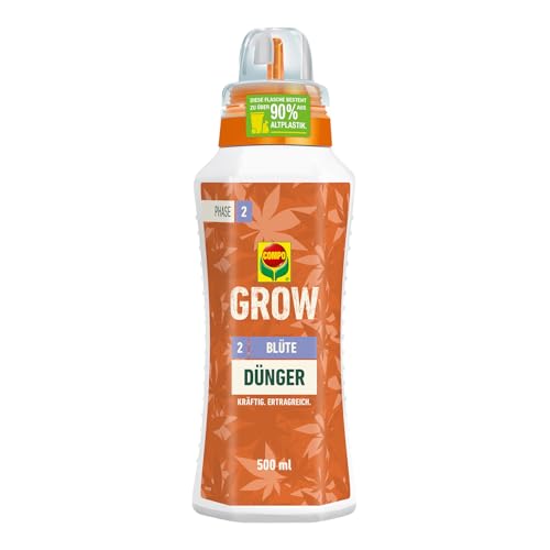 GROW Blüte Dünger für Spezialkulturen - Dünger für Indoor & Outdoor - Spezialdünger für die Blütephase - mineralisch - 500 ml, grün von Compo