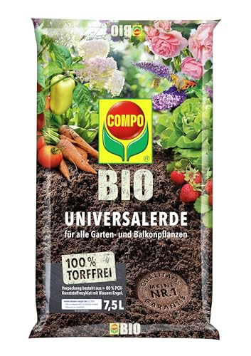 COMPO BIO Universalerde torffrei - für alle Garten- und Balkonpflanzen sowie Obst- und Gemüsekulturen 7.5 l von Compo