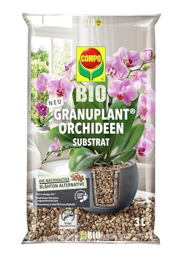 COMPO Bio GRANUPLANT® Orchideen Pflanzgranulat 3 L, natürlicher Bimsstein, Keine Trauemücken, nachhaltige Alternative zu Blähton, grau/beige von Compo