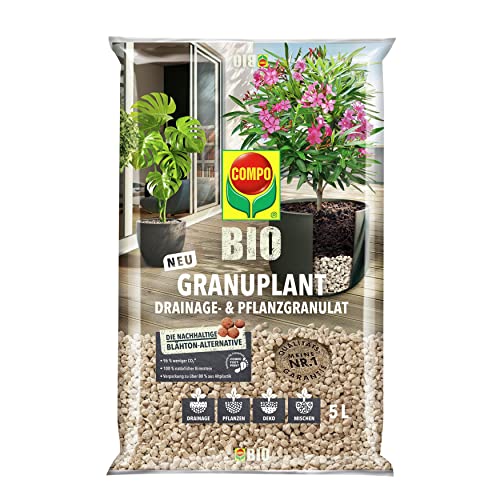 COMPO BIO GRANUPLANT Drainage- und Pflanzgranulat – 100% natürlicher Bimsstein – nachhaltige Alternative zu Blähton – 5 Liter von Compo