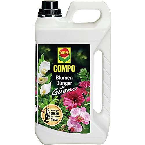 COMPO Blumendünger mit Guano für alle Zimmerpflanzen, Balkonpflanzen und Terrassenpflanzen, Spezial-Flüssigdünger, 5 Liter von Compo