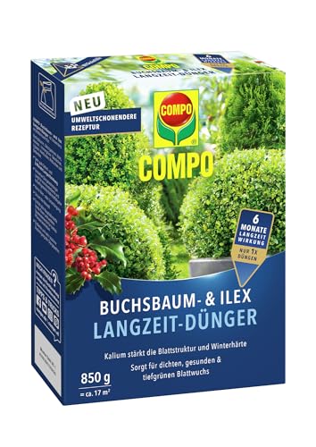 COMPO Buchsbaum- und Ilex Langzeit-Dünger, Für Buchsbäume, Stechpalmen und Hecken, Umweltschonendere Rezeptur, 6 Monate Langzeitwirkung, 850 g, 17 m² COMPO Buchsbaum- und Ilex Langzeit-Dünger, Für Buchsbäume, Stechpalmen und Hecken, Umweltschonendere Rezeptur, 6 Monate Langzeitwirkung, 850 g, 17 m² von Compo