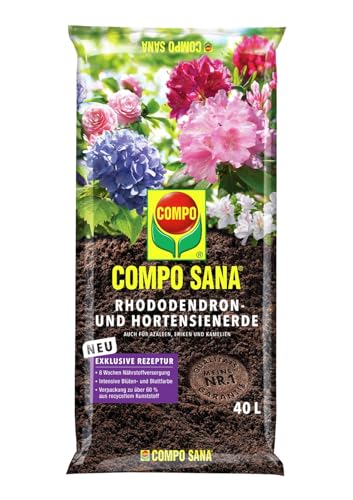 COMPO SANA® Rhododendron- und Hortensienerde mit 8 Wochen Dünger für Rhododendren, Hortensien und andere Pflanzen, die einen niedrigen pH-Wert bevorzugen 40L COMPO SANA® Rhododendron- und Hortensienerde mit 8 Wochen Dünger für Rhododendren, Hortensien und andere Pflanzen, die einen niedrigen pH-Wert bevorzugen 40L von Compo