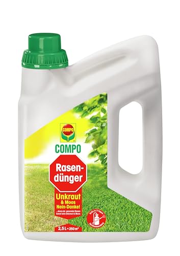 COMPO Flüssiger Rasendünger Unkraut & Moos Nein-Danke!, Dünger für gesunde und sattgrüne Rasen, 2.5 Liter von Compo