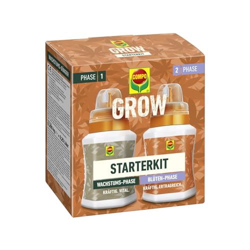 COMPO GROW Duopack für Spezialkulturen, Wachstums-Dünger und Blüten-Dünger, Dünger für Indoor & Outdoor - 2x250 ml, grün von Compo