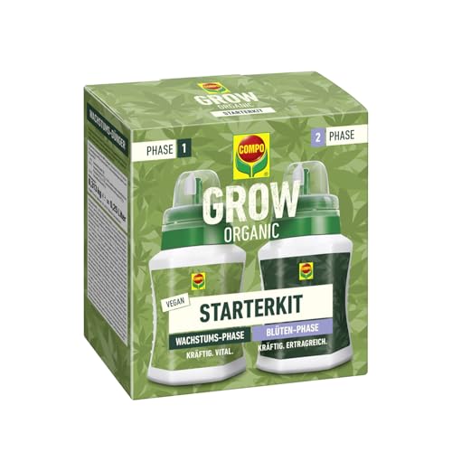 COMPO GROW ORGANIC Starterkit für Spezialkulturen - Dünger für die Wachstums- und Blütenphase Indoor & Outdoor - organisch - 2x250 ml, braun von Compo