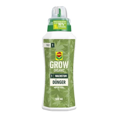 COMPO GROW ORGANIC Wachstum Dünger für Spezialkulturen - Dünger für Indoor & Outdoor - Spezialdünger für die Wachstumsphase - organisch - 500ml, braun von Compo