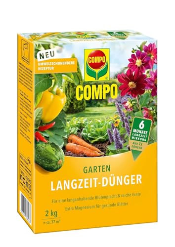 COMPO Garten Langzeit-Dünger für Gartenpflanzen, Umweltschonendere Rezeptur, 6 Monate Langzeitwirkung, 2 kg, 37 m² COMPO Garten Langzeit-Dünger für Gartenpflanzen, Umweltschonendere Rezeptur, 6 Monate Langzeitwirkung, 2 kg, 37 m² von Compo