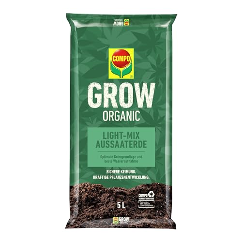 COMPO GROW ORGANIC Aussaaterde 5L - Light Mix Substrat - Erde zur Aussaat von Spezialkulturen Indoor & Outdoor - 5 Liter, Braun COMPO GROW ORGANIC Aussaaterde 5L - Light Mix Substrat - Erde zur Aussaat von Spezialkulturen Indoor & Outdoor - 5 Liter, Braun von Compo