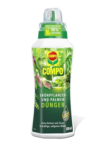 Compo Grünpflanzen- und Palmendünger für alle Zimmer-, Balkon- und Terrassenpflanzen, Spezial-Flüssigdünger mit extra Kalium und Eisen, 500 ml, Grünpflanzendünger von Compo